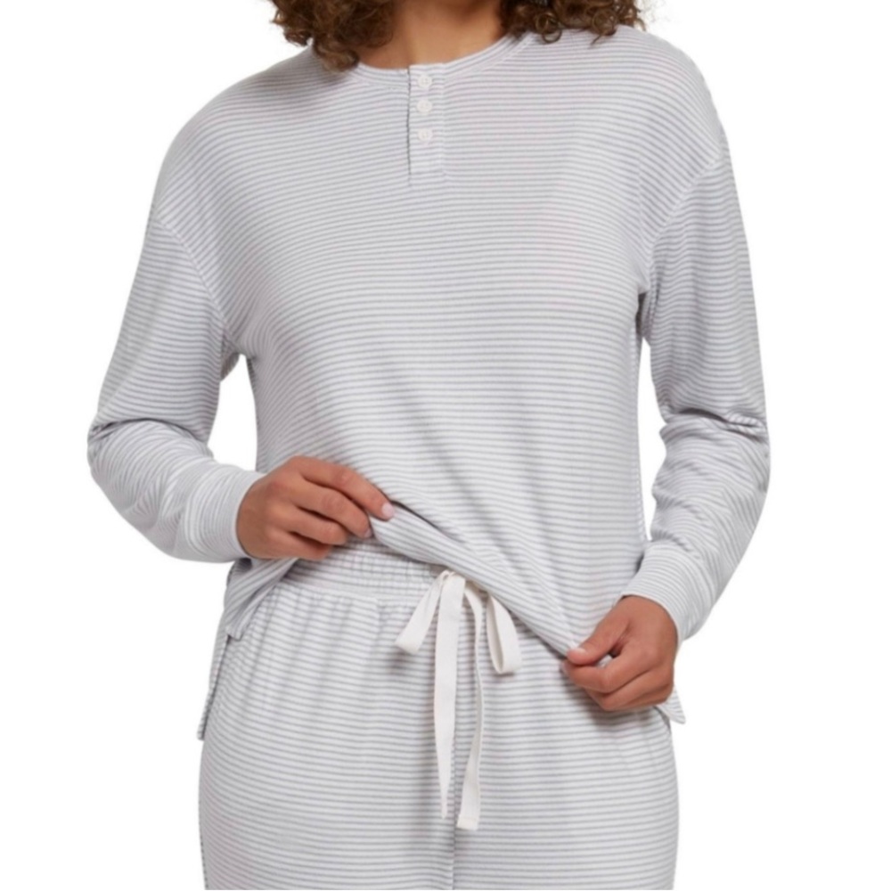 LOFT Gray Striped Pajama Set